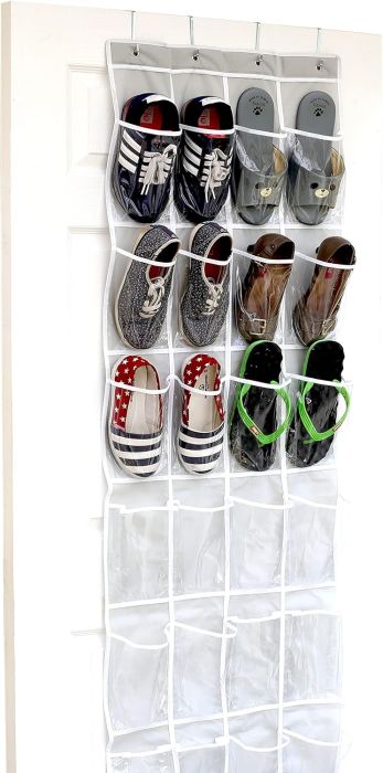 Simple Houseware 24 Clear Pockets Over the Door Shoe Organizer