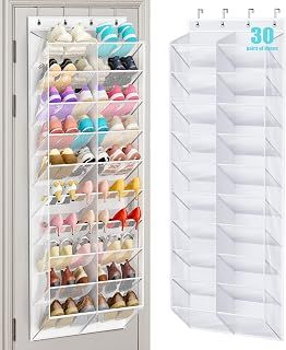 MISSLO 30 Pairs Over the Door Shoe Organizer with Wide Deep Pockets